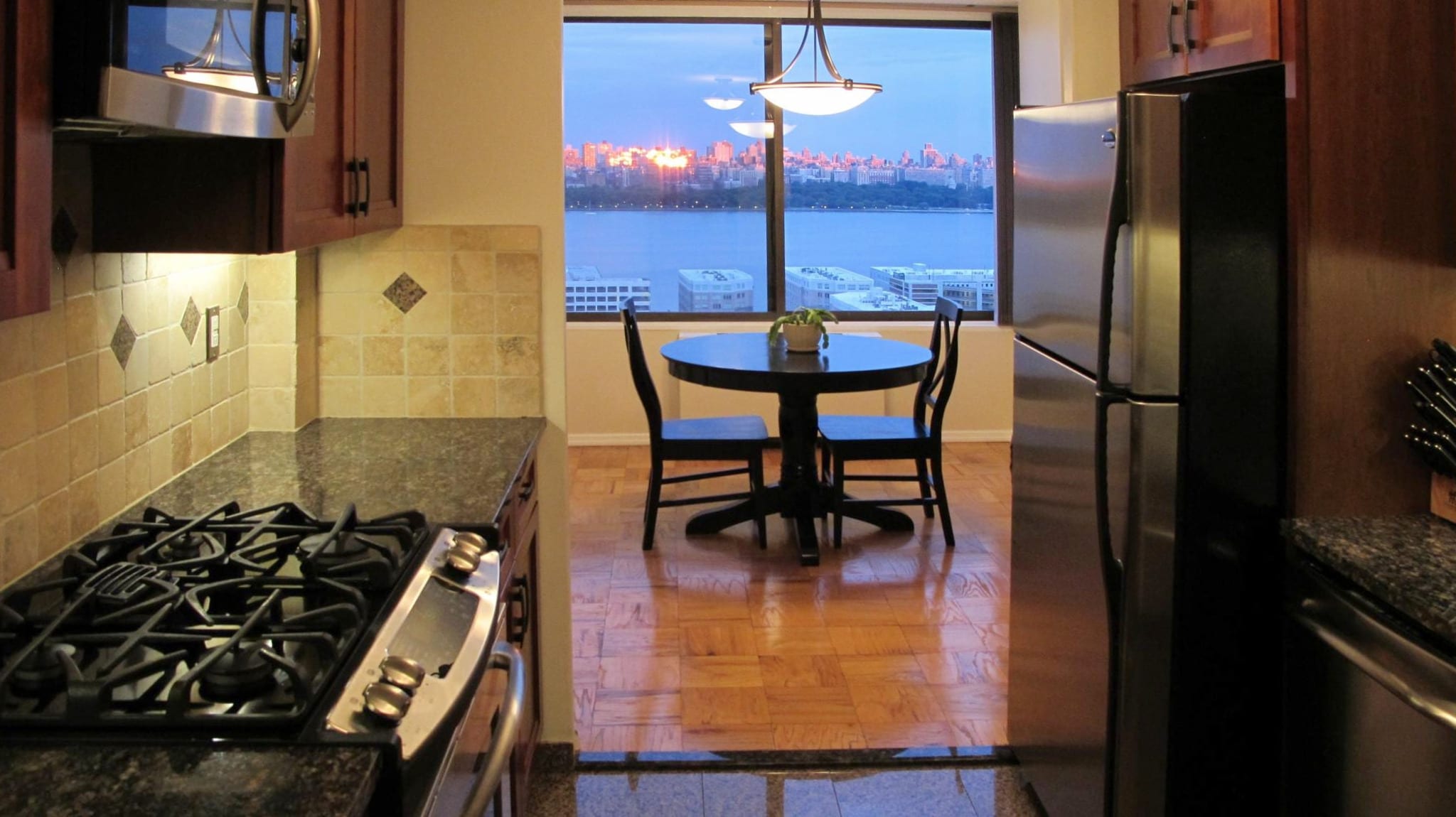 A kitchen at Park Hudson in North Bergen, New Jersey